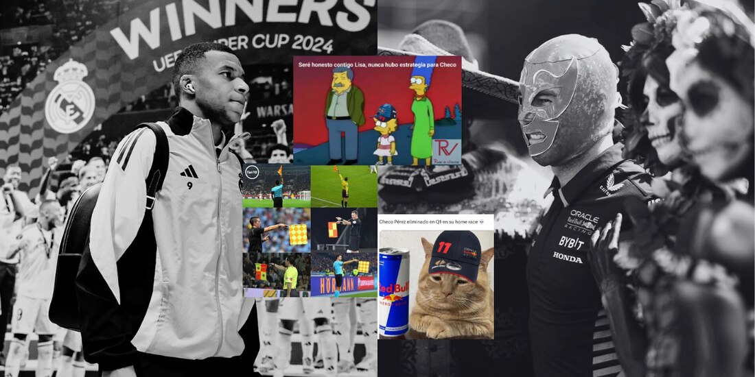 Checo Pérez y Kylian Mbappé protagonizan los MEMES del fin de semana