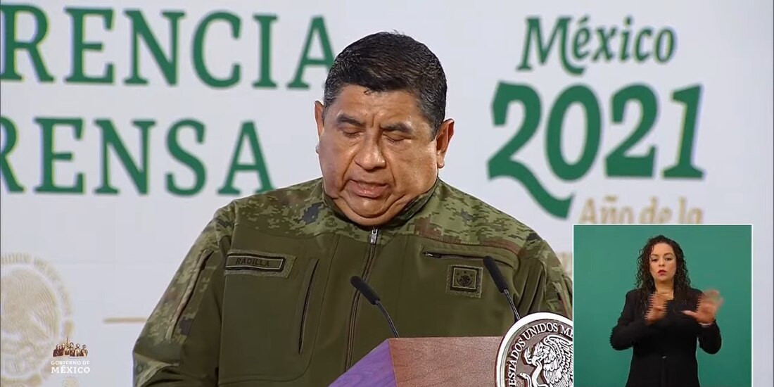 El mando de la Sedena en la conferencia mañanera.