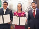 Salomón Jara y Claudia Sheinbaum firman convenio para fortalecer cooperación.
