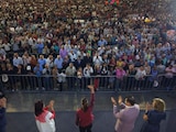 El mensaje político y la asamblea informativa ante 35 mil asistentes se realizaron con la presencia de la presidenta Claudia Sheinbaum.