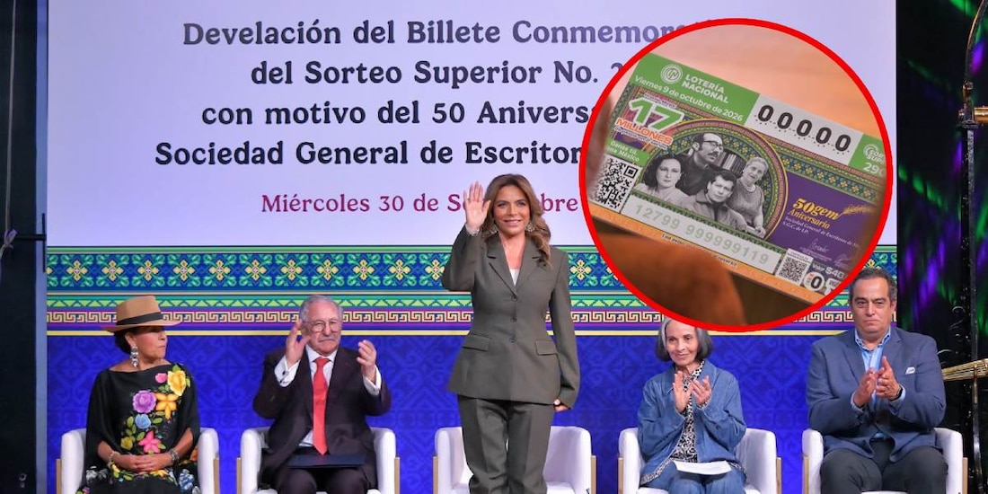 Olivia Salomón devela billete de la Lotería Nacional por los 50 años de la SOGEM.