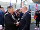 El líder de Norcorea, ayer con el presidente ruso.