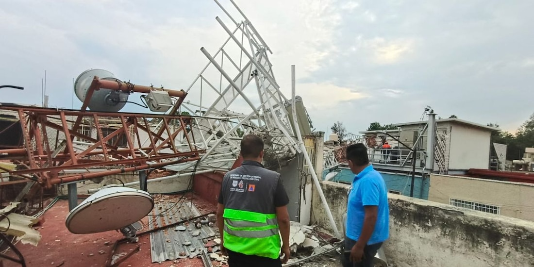 Antena colapsa en la GAM tras fuertes vientos