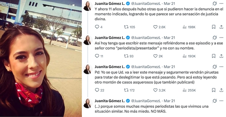 Publicación de Juanita Gómez sobre acoso sexual