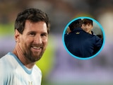 Lionel Messi abrazó a sus hijos en los instantes previos a su último juego con Argentina.