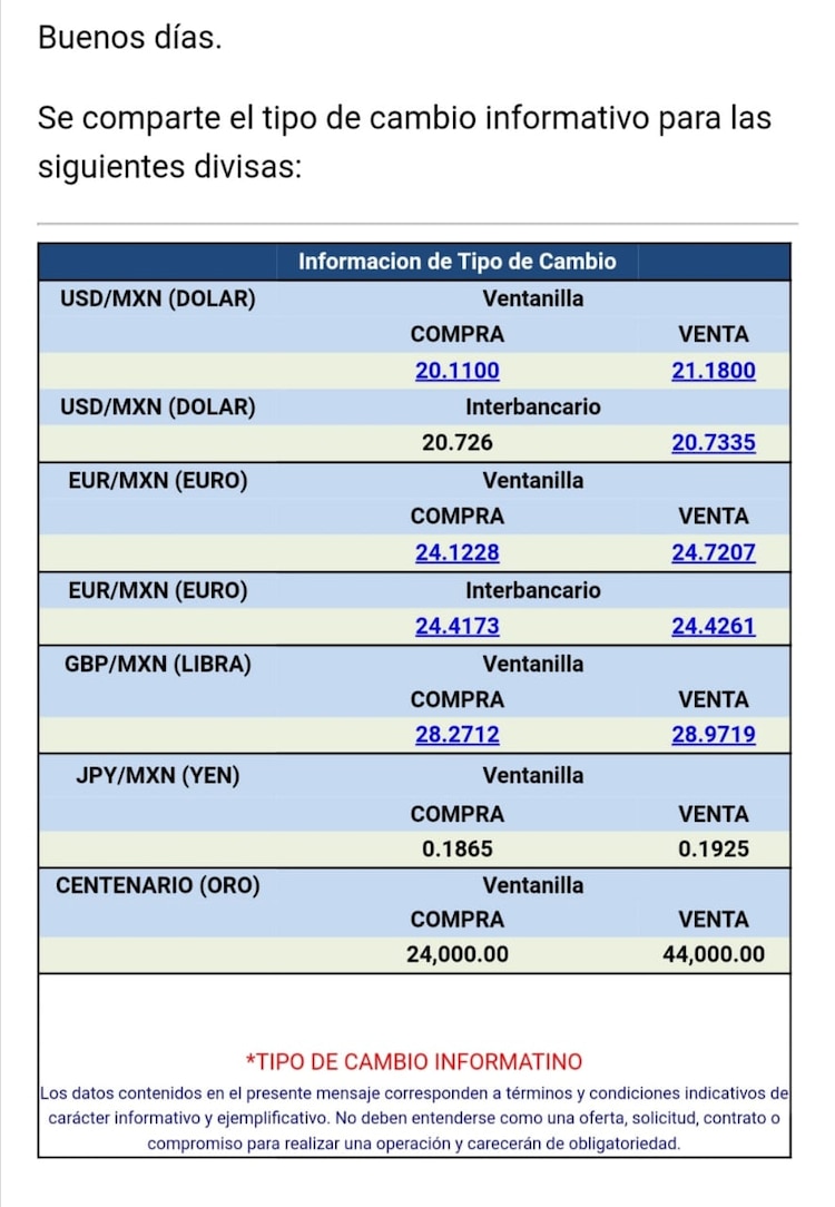 El dólar se vende en ventanillas bancarias en 21.18 pesos, de acuerdo con Citibanamex.