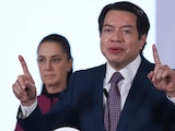 Mario Delgado, secretario de Educación Pública, durante su participación en la Conferencia del Pueblo en tema de Educación realizada en Palacio Nacional, el lunes 27 de julio de 2026