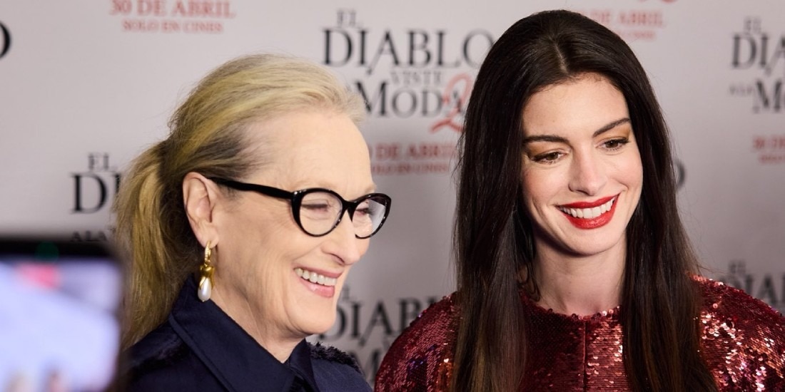 Meryl Streep y Anne Hathaway durante su visita a México