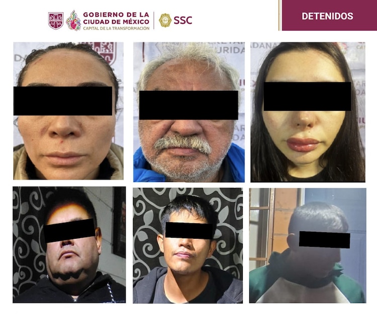 Los seis detenidos, resultado de diferentes cateos.