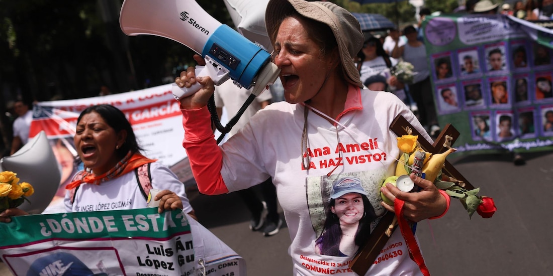Una marcha en favor de justicia por las desapariciones en México.