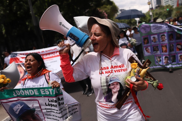 Una marcha en favor de justicia por las desapariciones en México.