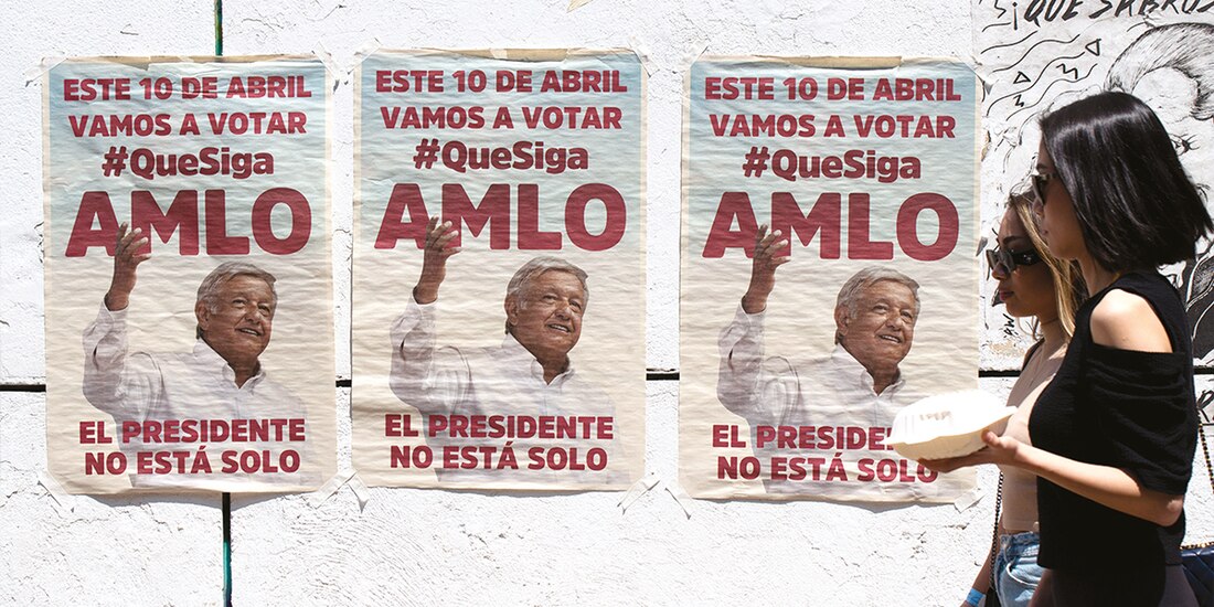Publicidad en favor del Presidente para la consulta de revocación de mandato, que se realizará el 10 de abril.