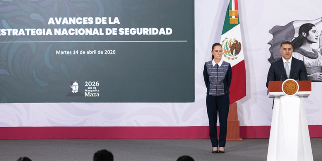 LA PRESIDENTA Claudia Sheinbaum con Omar García, ayer