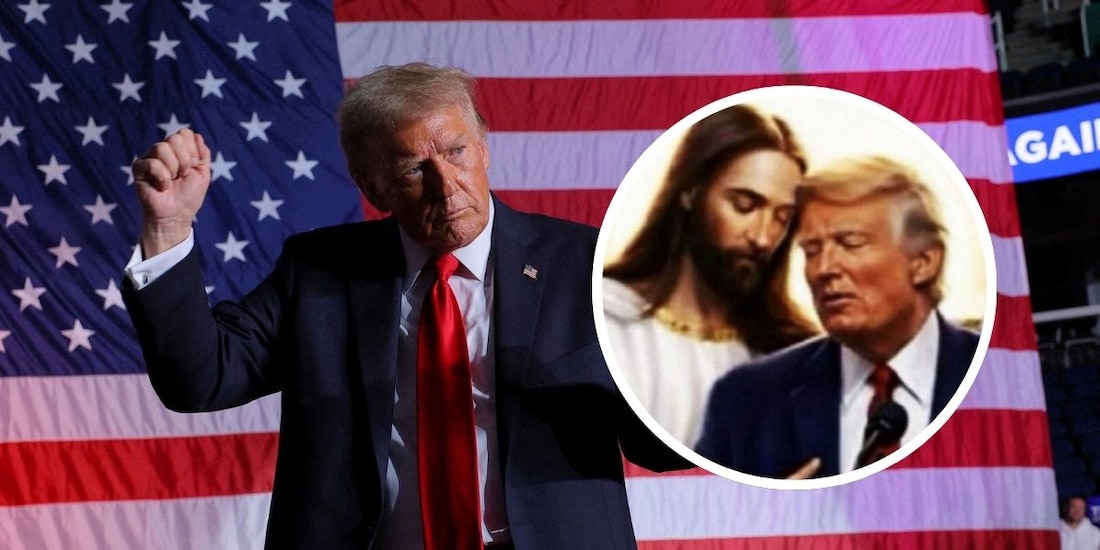 Donald Trump publica nueva ilustración con motivos religiosos; ahora, al lado de Jesucristo.
