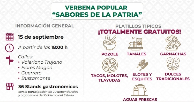 Las festividades por el 216 Aniversario del inicio de la Independencia de México contarán con un amplio despliegue institucional en el Centro Histórico de Oaxaca de Juárez.