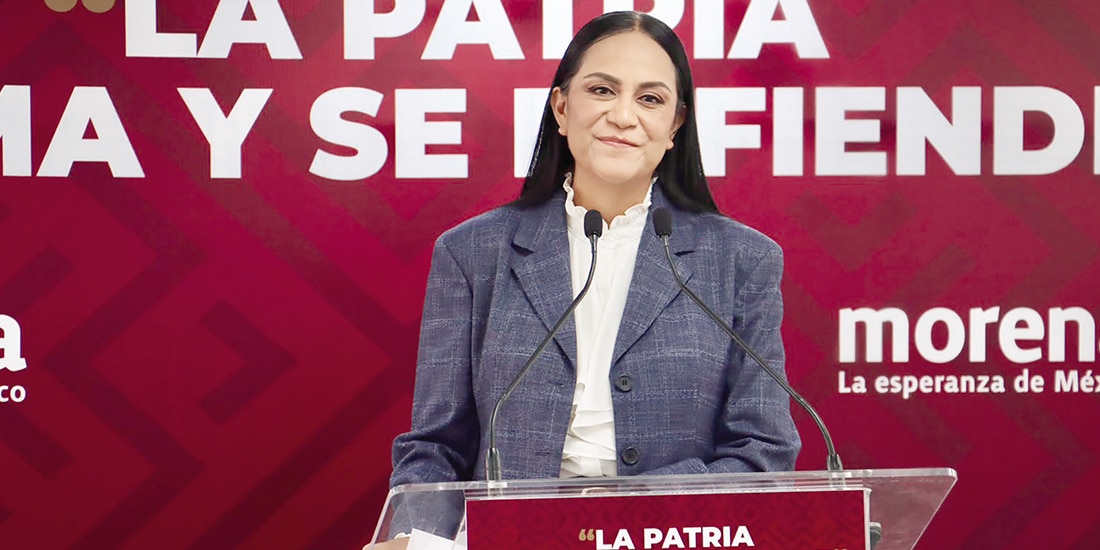 ARIADNA MONTIEL, presidenta nacional de Morena, ayer, en conferencia.