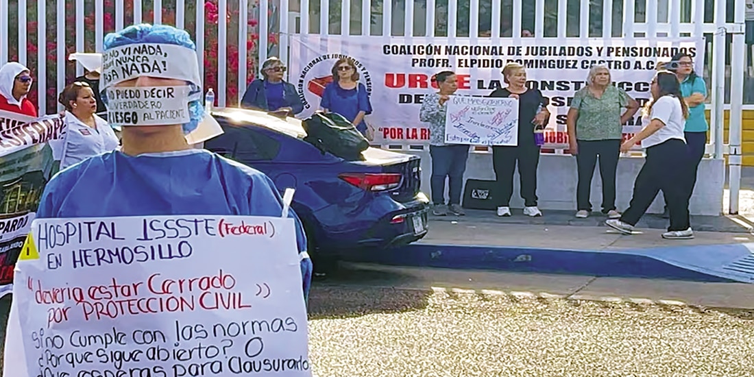 Bloqueo, ayer, frente al Hospital Dr. Fernando Ocaranza, en Hermosillo.