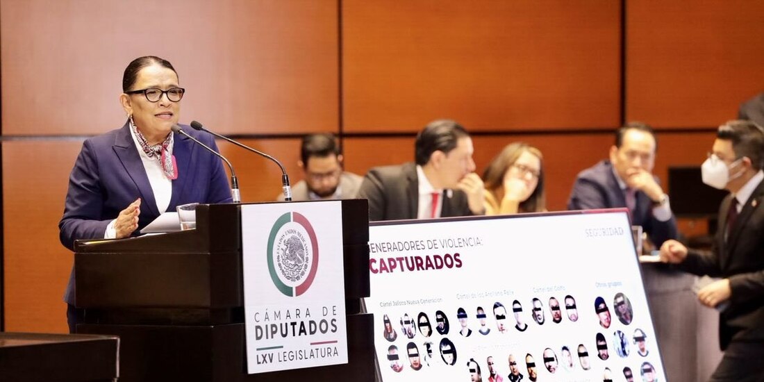 Rosa Icela Rodríguez, secretaria de Seguridad y Protección Ciudadana al comparecer ante diputados, ayer.