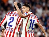 Nahuel Molina celebra su golazo en el derbi entre Atlético y Real Madrid.