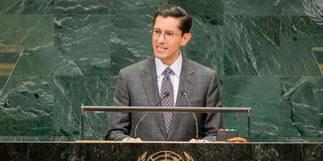 EL CANCILLER mexicano, durante su participación en la Asamblea General de Naciones Unidas, ayer