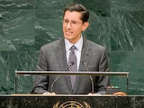 EL CANCILLER mexicano, durante su participación en la Asamblea General de Naciones Unidas, ayer