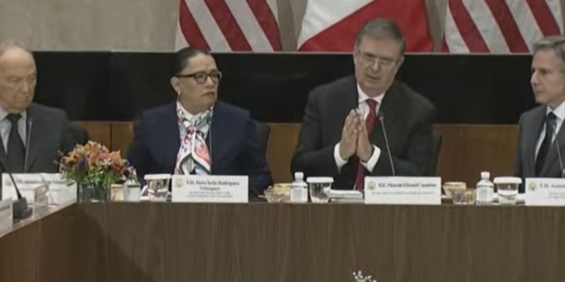 El canciller Marcelo Ebrard y la secretaria de Seguridad y Protección Ciudadana, Rosa Icela Rodríguez acudieron al Diálogo de Alto Nivel de Seguridad México-Estados Unidos.