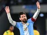 Lionel Messi celebra su gol ante Benín en su último partido con Argentina.