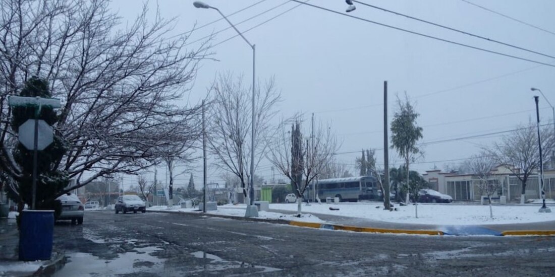 La escena nevada en la capital de Chihuahua, el pasado 31 de diciembre, con la entrada del frente frío número 24 a la entidad.