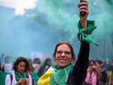 Una de las manifestantes durante la marcha por el aborto legal y seguro