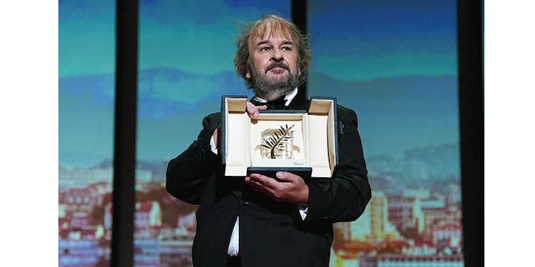 El director Peter Jackson, ayer al recibir la Palma de Oro honorífica.