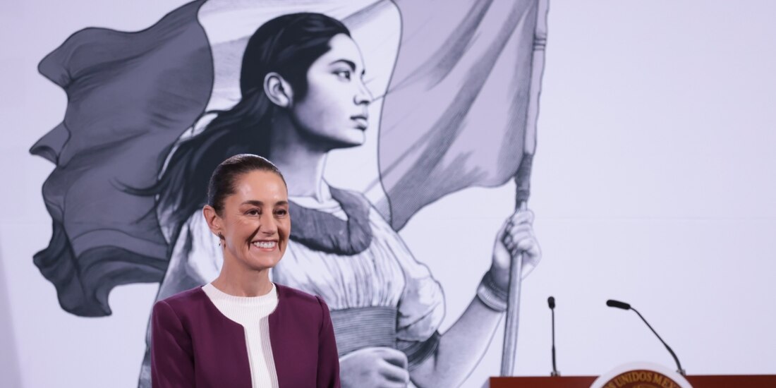 La mandataria, durante su conferencia matutina, ayer.