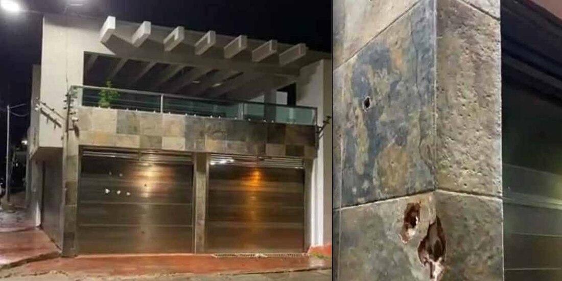 En la fachada de la vivienda en el barrio Cruz Verde e observan los impactos de bala.