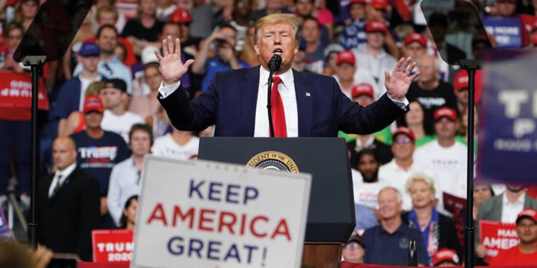 El presidente Donald Trump en campaña.