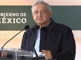 El presidente Andrés Manuel López Obrador, durante su discurso en Linares, Nuevo León.