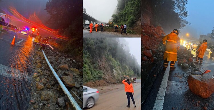 Imágenes del deslave en la autopista México-Toluca