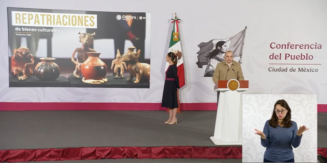 Joel Omar Vázquez Herrera, director general del Instituto Nacional de Antropología e Historia, en la Mañanera.