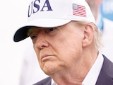 DONALD TRUMP en el torneo de golf de Irlanda, ayer.