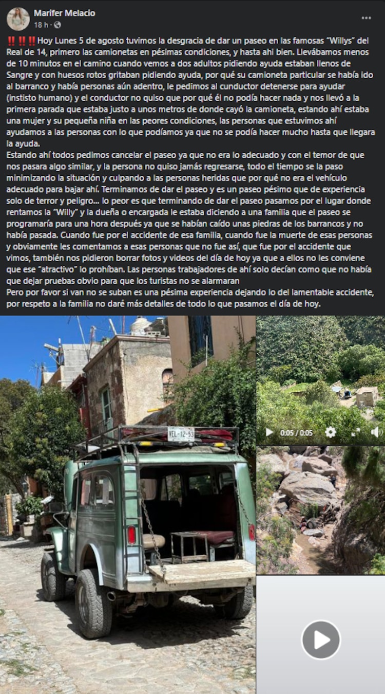 Así ocurrió el accidente en Real de Catorce, según una turista.