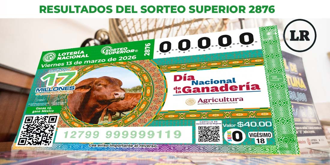 Resultados del Sorteo Superior 2876 del 13 de marzo del 2026.