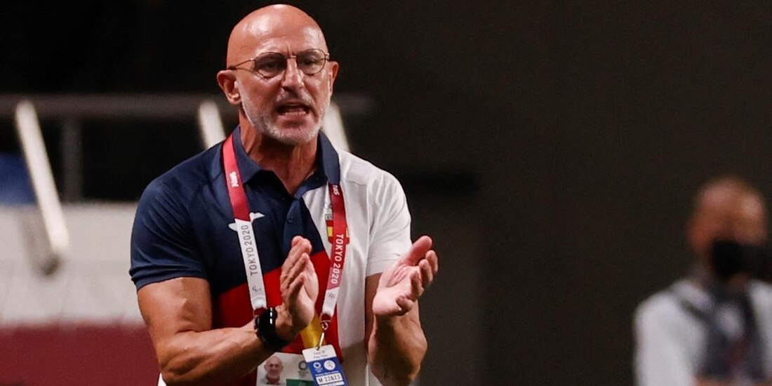 Luis de la Fuente, durante un juego como seleccionador olímpico.