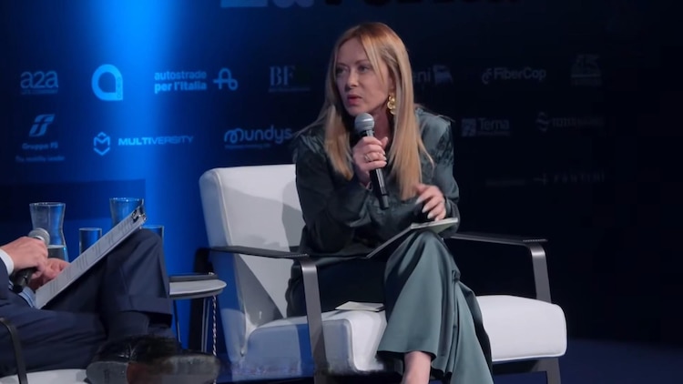 Giorgia Meloni en la conferencia anual 'Il Giorno della Verità'.