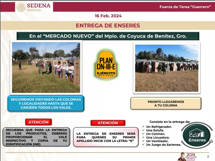 En estas colonias de Coyuca se entregarán enseres el 16 de febrero.