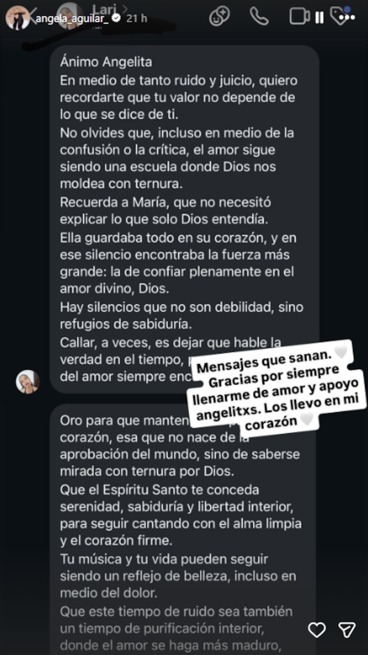 Mensaje de una fan a Ángela Aguilar.