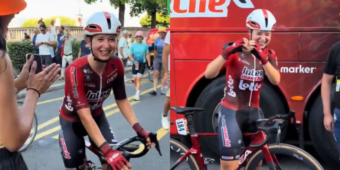 Romina Hinojosa tras culminar el Tour de France Femenil.