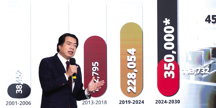 El titular de la SEP, Mario Delgado, ayer, en conferencia.