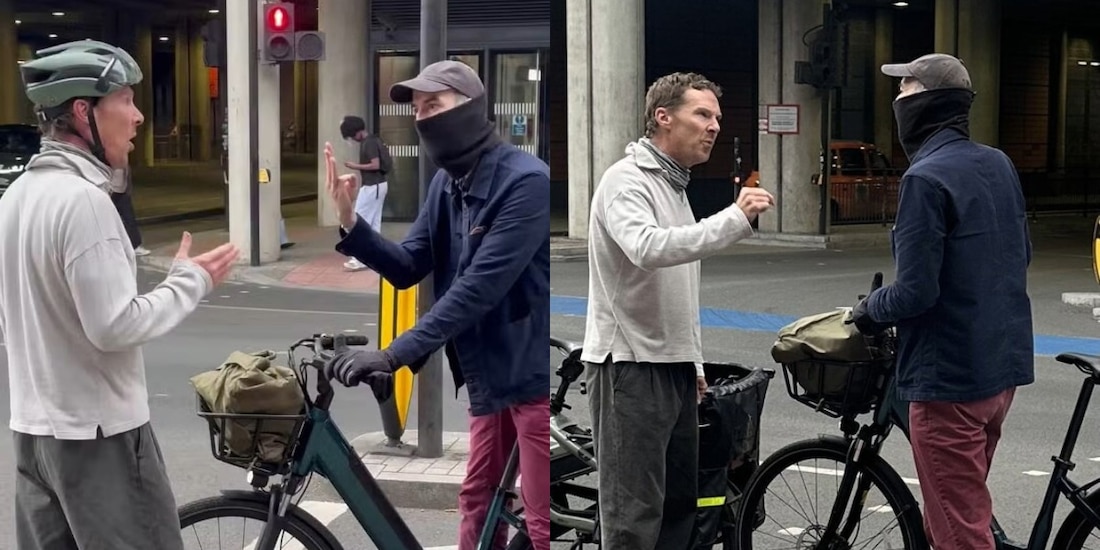 Captan a Benedict Cumberbatch en fuerte pelea con un ciclista