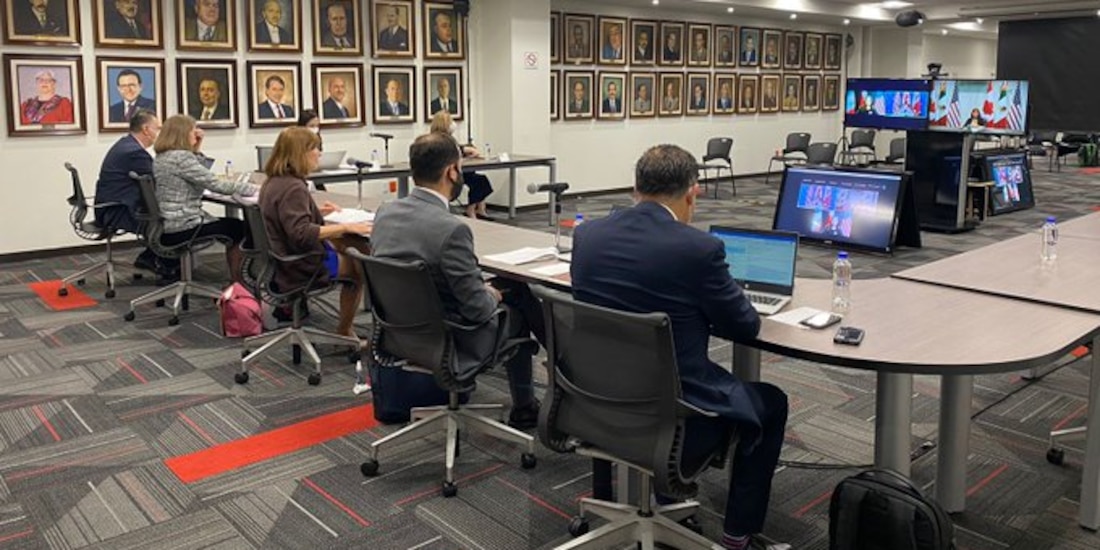 La comitiva de México en el segundo día de reuniones de la Comisión de Libre Comercio del T-MEC
