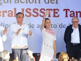 La Presidenta Claudia Sheinbaum Pardo y el gobernador de Tamaulipas, Américo Villarreal Anaya, el 15 de agosto de 2026.