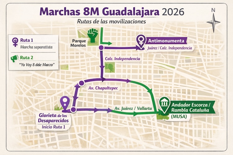 Marcha 8M Guadalajara ruta