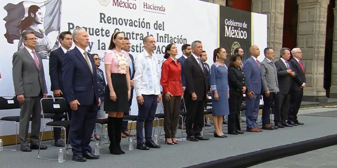 La presidenta Claudia Sheinbaum encabezó la renovación del PACIC junto con representantes del sector empresarial en Palacio Nacional.